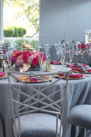 Silver and Fuchsia Dining Tables