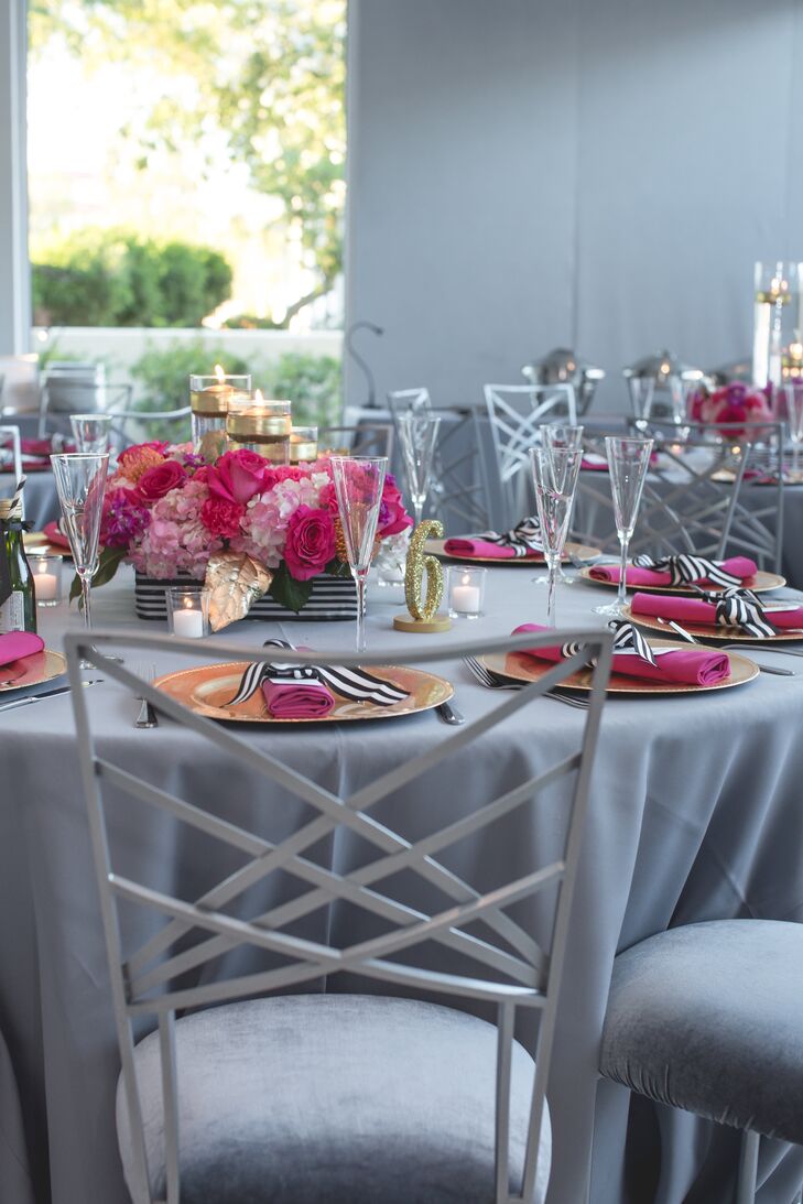 Silver and Fuchsia Dining Tables
