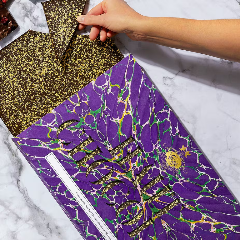 Giant gilded chocolate bar from Goldbelly