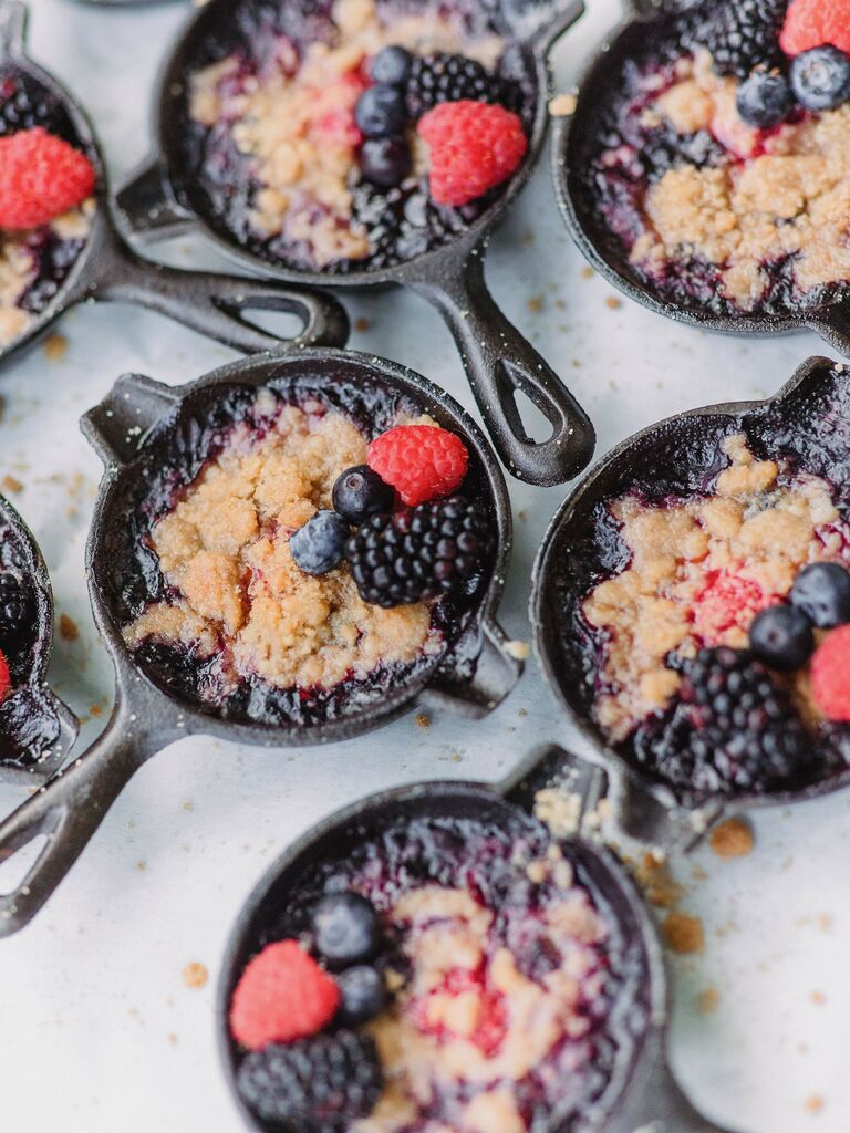 individual berry cobblers served in mini skillet pans 