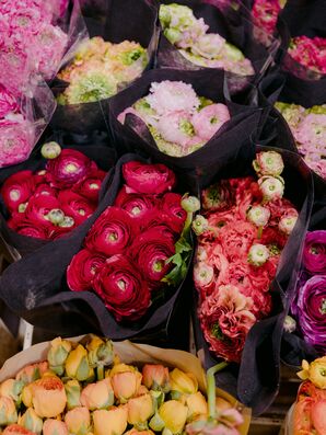 Colorful Bouquets of Flowers at the Flower Market in NYC