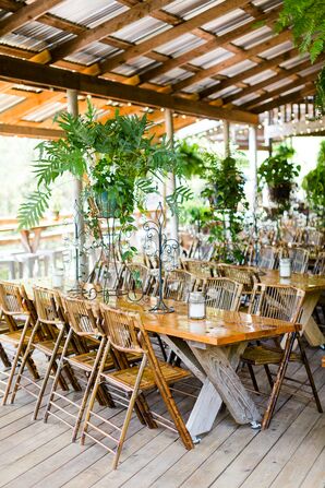Natural Wood Tables Topped with Standout Plant Centerpieces
