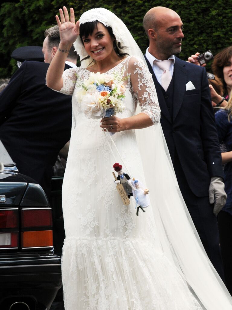 Lily Allen wears a Chanel wedding dress. 