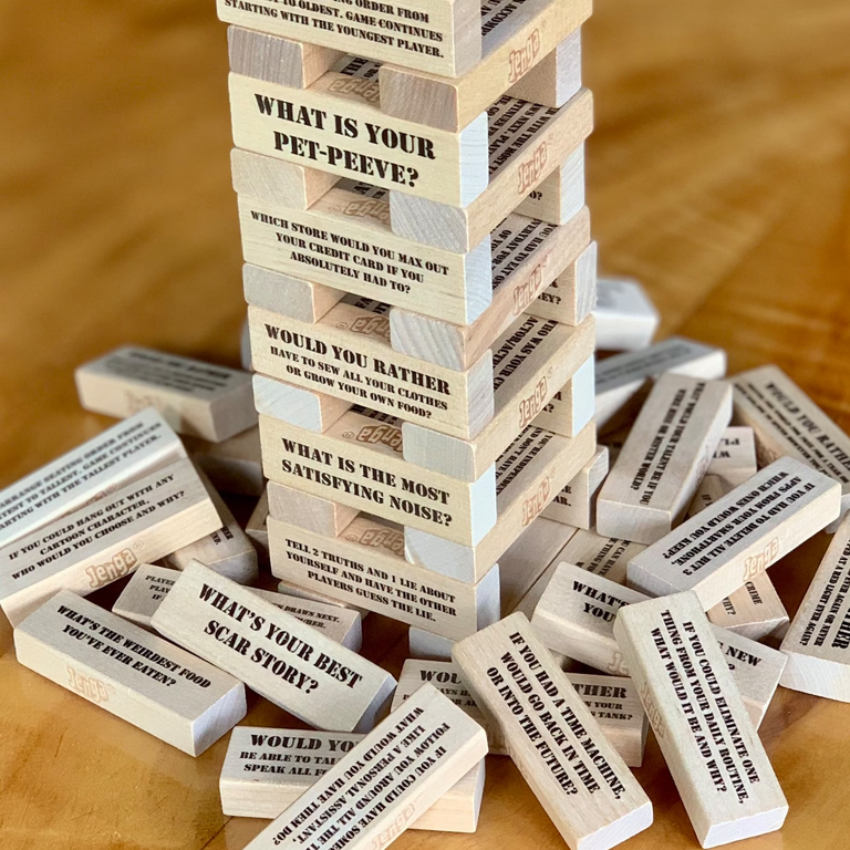Custom Block Party Icebreaker Jenga for engagement party game ideas