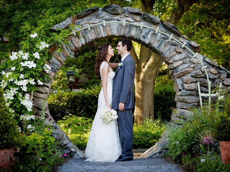 Stone arch at fairytale-themed wedding