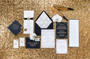 Formal, Gatsby-inspired Paper Goods and Cocktail Accents