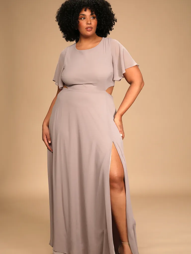 Dusty Lavender Cutout Maxi Wedding Guest Dress