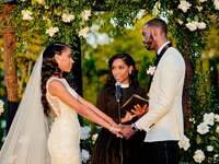 Wedding ceremony with Christian reverand as officiant