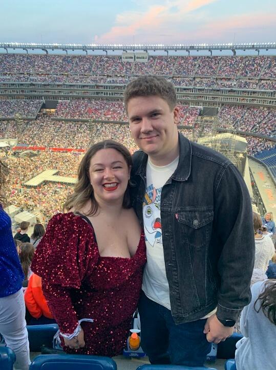 In their Eras era! Kaitlyn was sooooooooooooo excited to bring Andrew to see Taylor Swift at Gillette Stadium.