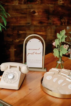 Telephone Guest Book for Voice Recordings From Guests, Simple Floral Arrangement