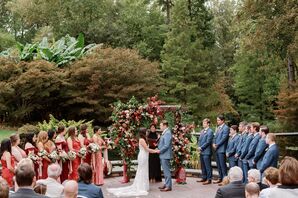 A Fall Jewish-Indian Ceremony in a Garden With Reds and Blues