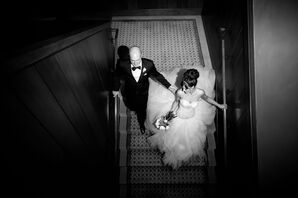Overhead Black and White Couple Portrait
