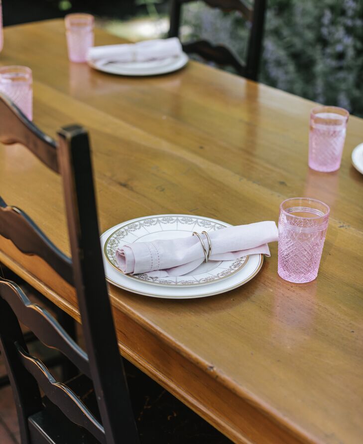 Simple Place Settings at Backyard Minimony in Reading, Massachusetts