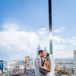 Couple Kiss Against Las Vegas Backdrop