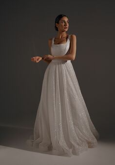 Olivia Bottega Sparkle Wedding Dress Inkery With Square Neckline A-Line Wedding Dress