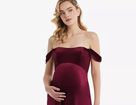 floor length velvet dress with off the shoulder straps