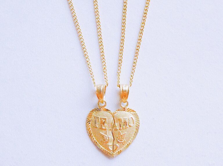 Half heart "te amo" matching couples necklaces