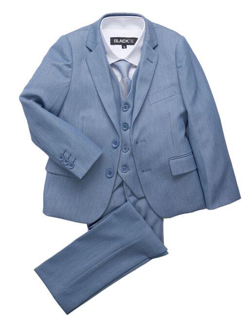 BLACKTIE "Liam" Denim Blue Suit (5-Piece Set) Flower Girl Dress and Ring Bearer Outfit - 3