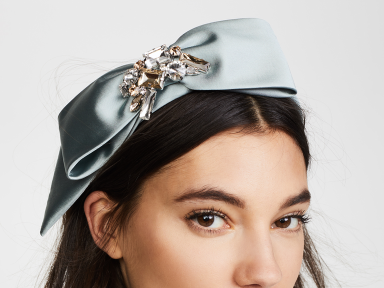mint green headband with crystal details