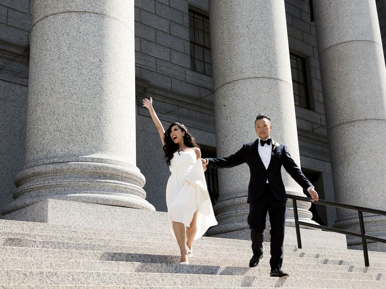 Couple marries at a legal institution. 