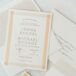 Jenna and Mike filled their invitation suite with personal details. "I wanted something fresh, fun and modern that stood out from the more formal script invitations I usually receive in the mail," she says. With some help from Sincerely Staci, their stationery was just that with a modern take on a classic ivory, peach and off-white color palette.