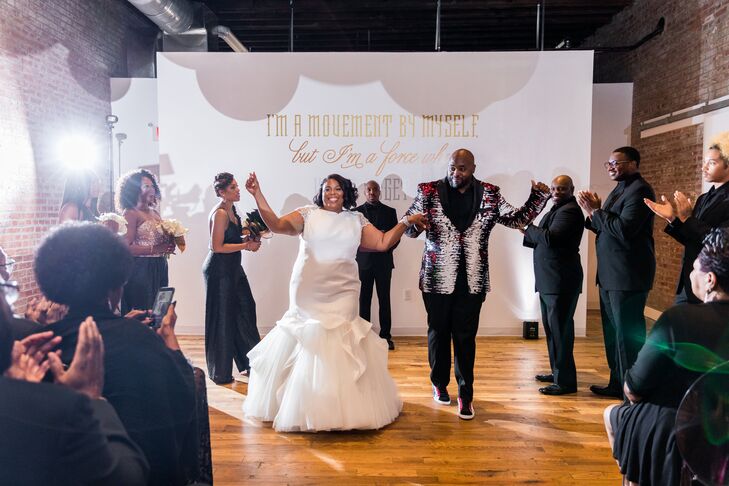 Modern Recessional in Trumpet Dress and Hip-Hop Suit Jacket