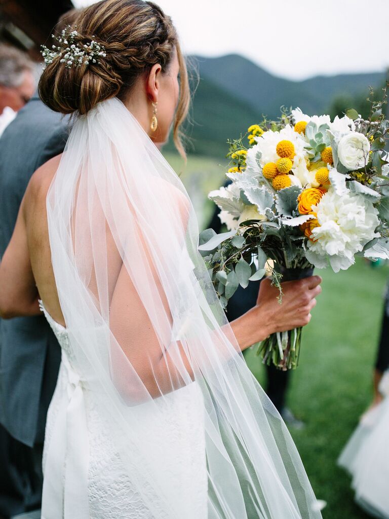 Wedding updo with veil