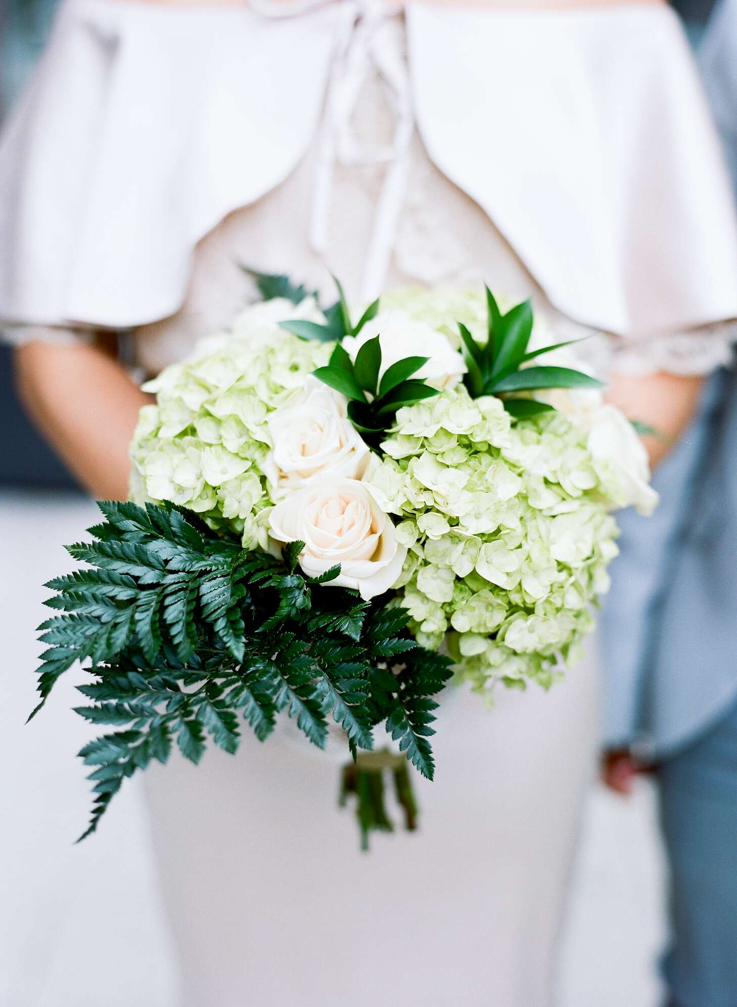 Ivory Rose and Fern Bouquet Designer Wedding Flowers 