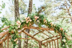 Wood Log Ceremony Arch With Greenery