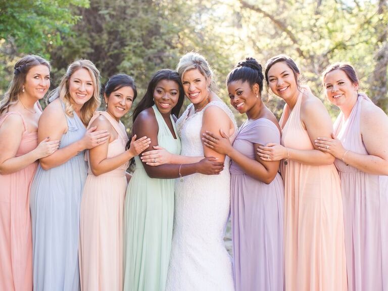 Bride and bridesmaids ready for the wedding day.
