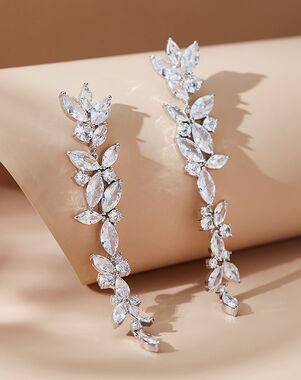 AW Bridal AW BRIDAL Cubic Zirconia Wedding Earrings Bridal Dangle Earrings for Wedding Marquise Stud Earrings for Women Brides Bridesmaid Silver
