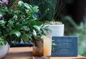 cocktail menu with two cocktails