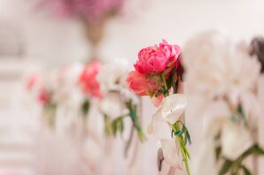 Pink Peony Aisle Arrangements