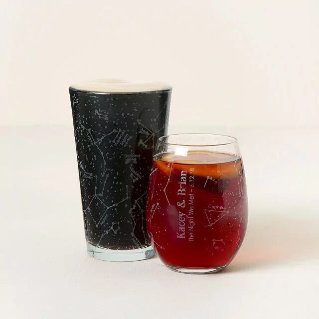 constellation engraved glassware gift