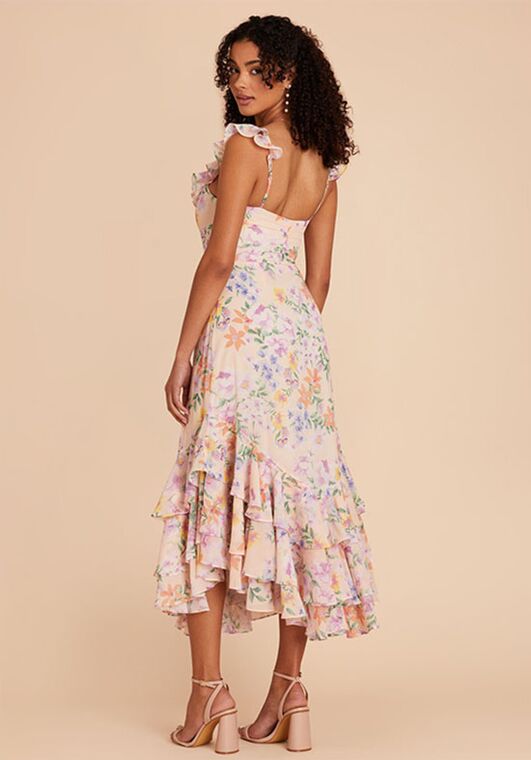 Birdy Grey Ginny Chiffon Dress in Botanical Blooms V-Neck and Plunge Bridesmaid Dress - 3