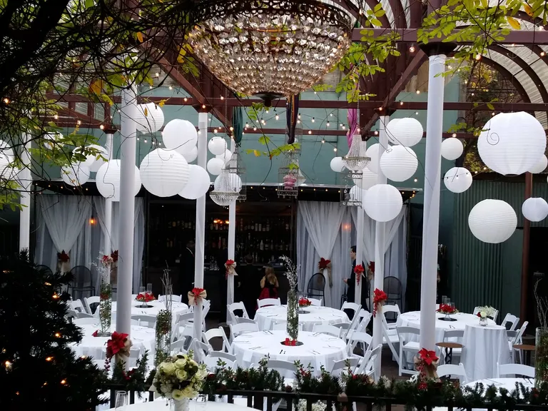 Outdoor reception space at AvantGarden at small wedding venue in Houston, Texas 