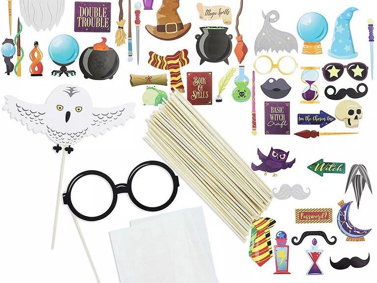 HP photo props like Hedwig, HP glasses, sorting hat and wizard hats