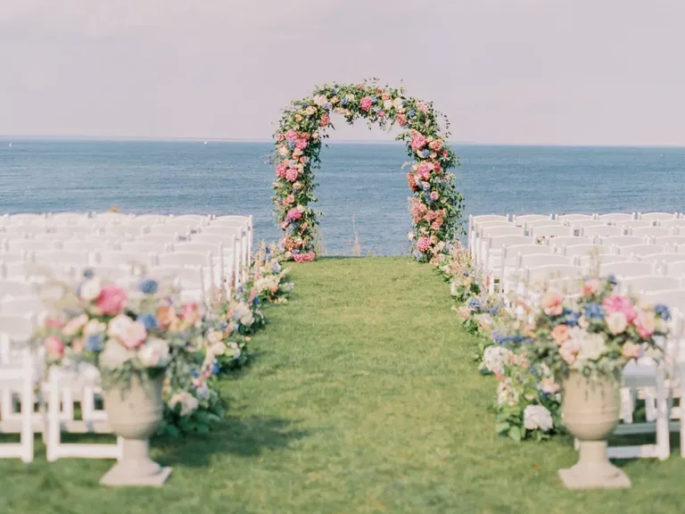 Beach Wedding Ceremony Hydrangea Arch