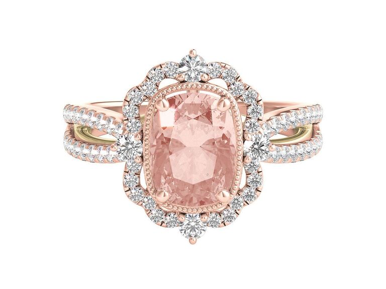 Truly Zac Posen morganite and diamond engagement ring in 14K rose gold