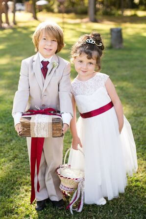 Burgundy and Khaki Children's Attire