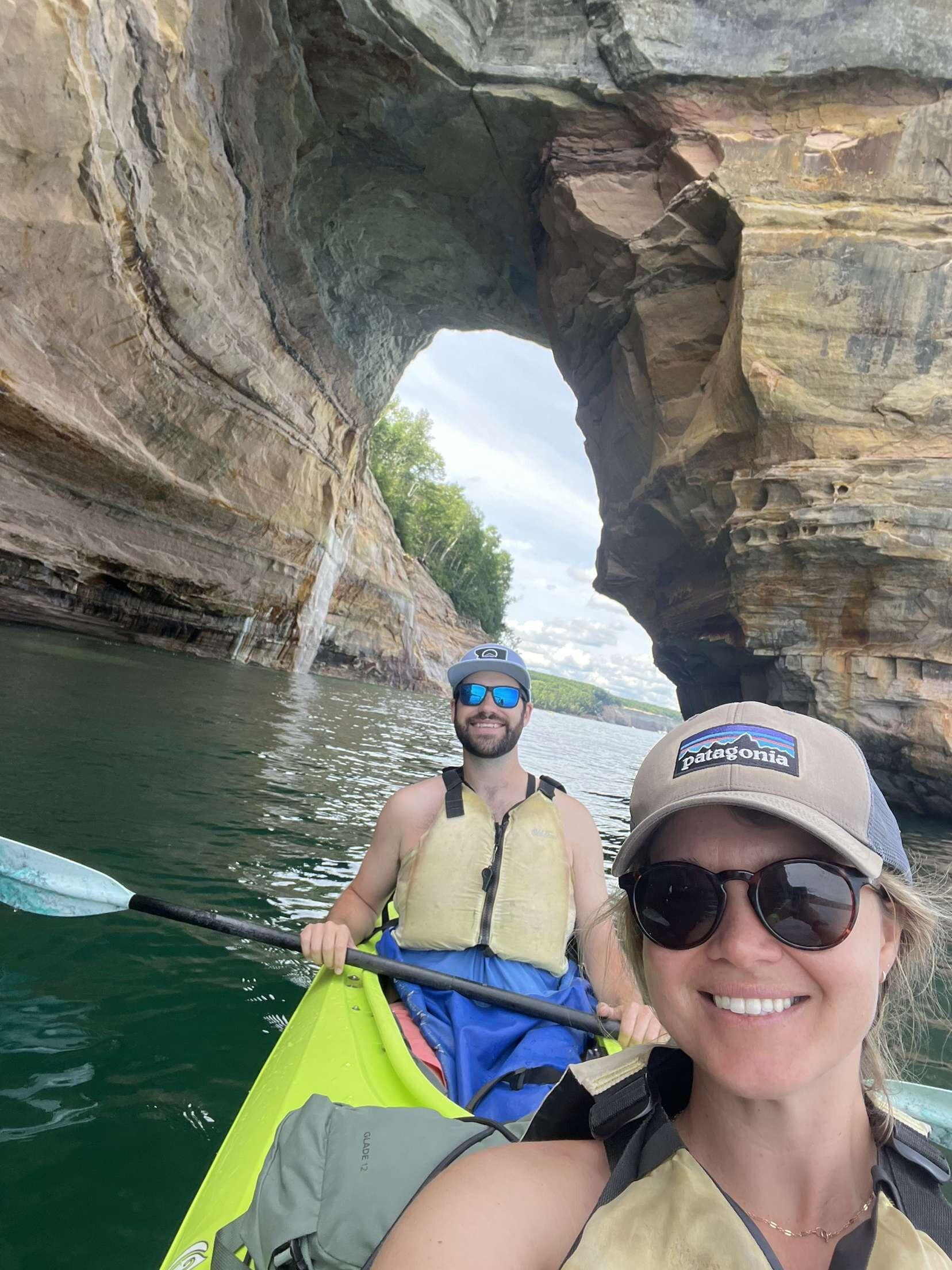Kayaking along Pictured Rocks National Lakeshore in the UP was the clear high point of the trip. They followed it with a 10-mile hike along the cliffs—still their favorite adventure together.