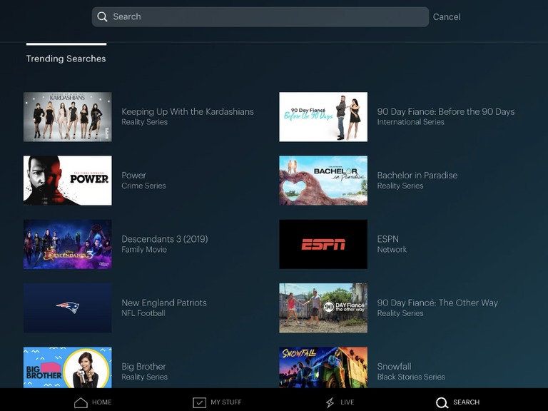 Hulu streaming service app for relaxing. 