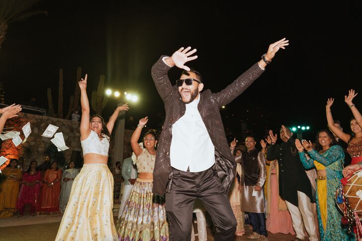 Dancing During Traditional Indian Sangeet at Destination Wedding
