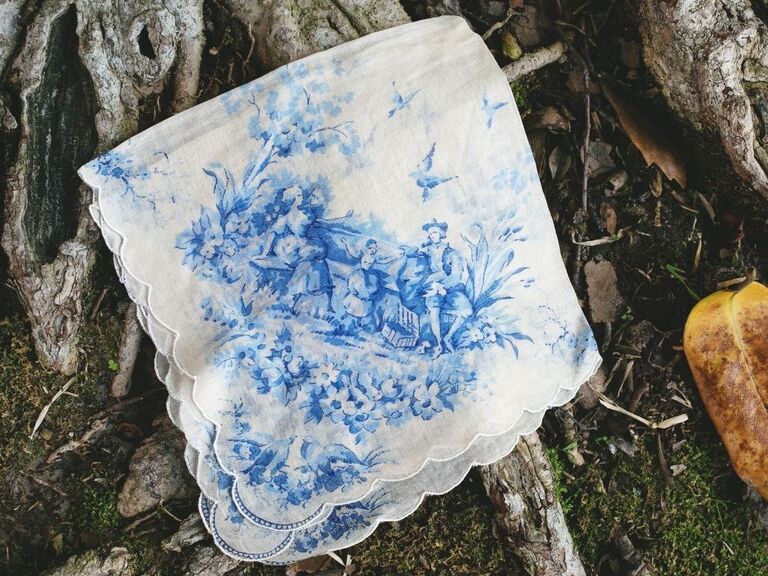 blue-and-white handkerchief