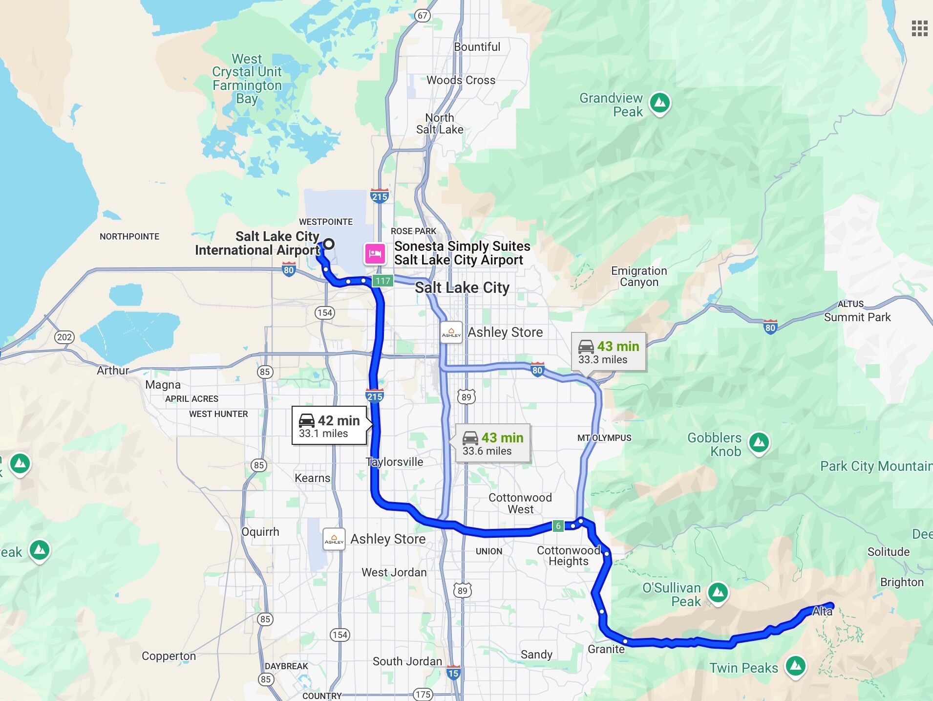 Picture of Directions from SLC airport to Snowpine Lodge