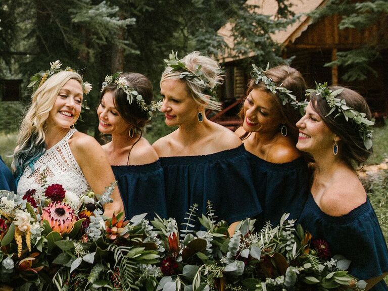 Bridesmaid updo flower crown