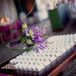 Though the cards were simple, hanging the bridal party bouquets above the display was an unexpected touch (and a nice way to recycle the flowers after the ceremony).