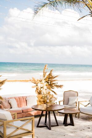 Velvet, Stylish Lounge Furniture at Boho-Chic Wedding on Tulum Beach
