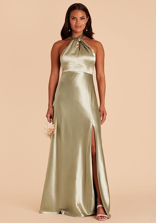 Birdy Grey Monica Dress in Satin Moss Green Bridesmaid Dress - 3