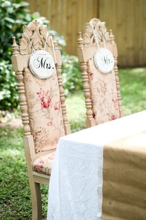 Vintage Sweetheart Table Chairs with Floral Fabric